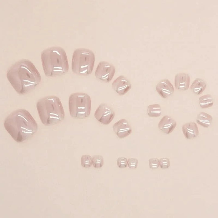 24pcs Aurora Pink Fake Toenail Girl Lady Full Cover Wearable Press on Toenail Sweet Korean Artificial Toenails Free Shipping - Nikki Love Nails