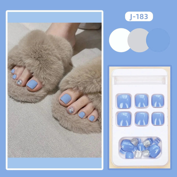 24Pcs Colorful Press on Toe Nails Summer Simple Style False Toenail Patches Wearable Full Cover Foot Nail tips For Girls Women - Nikki Love Nails