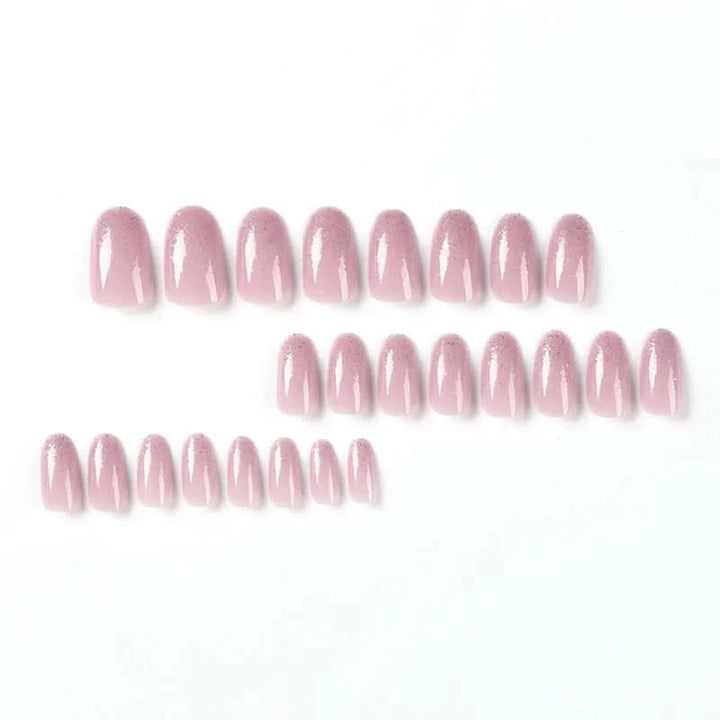 24pcs Glitter Fake Nails Purple Shiny Cat Eye Press On Nails Almond Head Manicure Nail Tips Pink/Blue False Nail Patch For Girl - Nikki Love Nails