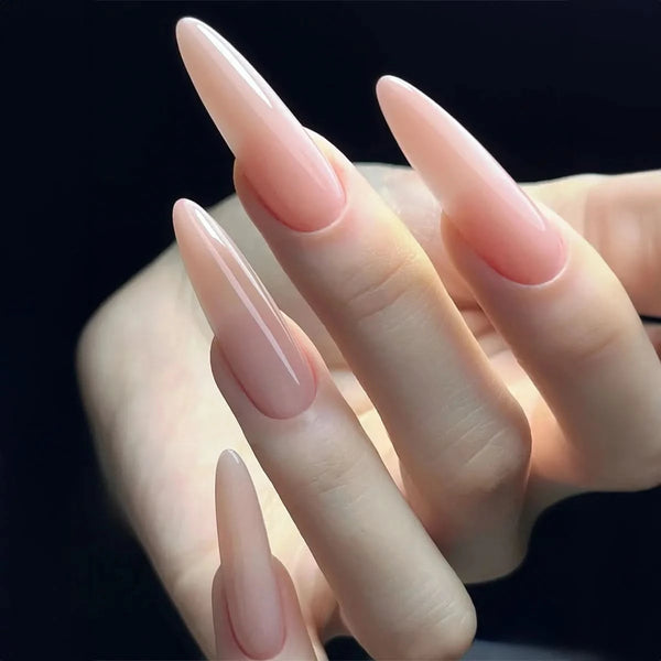 Nude Pink Fake Nail Patch Wearable Full Cover Long Pointed Shape False Nails Simple Pure Color Press on Nail Tips Free Shipping